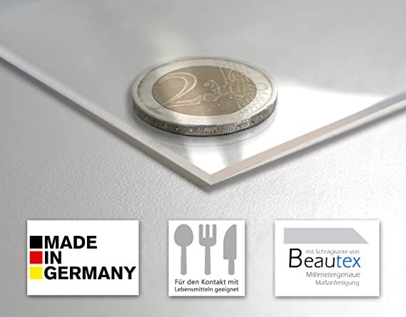 Beautex Clear 2mm Glass Film with Bevelled Edge, Transparent Table Cover, Table Protector, Made in Germany, Choice of Sizes (Customisable)