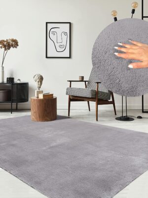 Relax Modern Fluffy Short Pile Rug, Non-Slip Underside, Washable up to 30 Degrees, Super Soft, Fur Look, Grey, 160 x 230 cm
