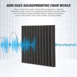 Sound Absorbing Acoustic Foam 24 Pieces Black Acoustic Foam for Podcasts, Recording Studios, Office Acoustic Foam Mat (30 x 30 x 2.5 cm) (Black)